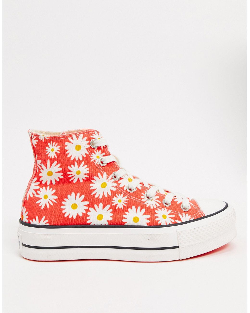 Converse Chuck Taylor Lift Platform Hi Daisy Print in Red | Lyst