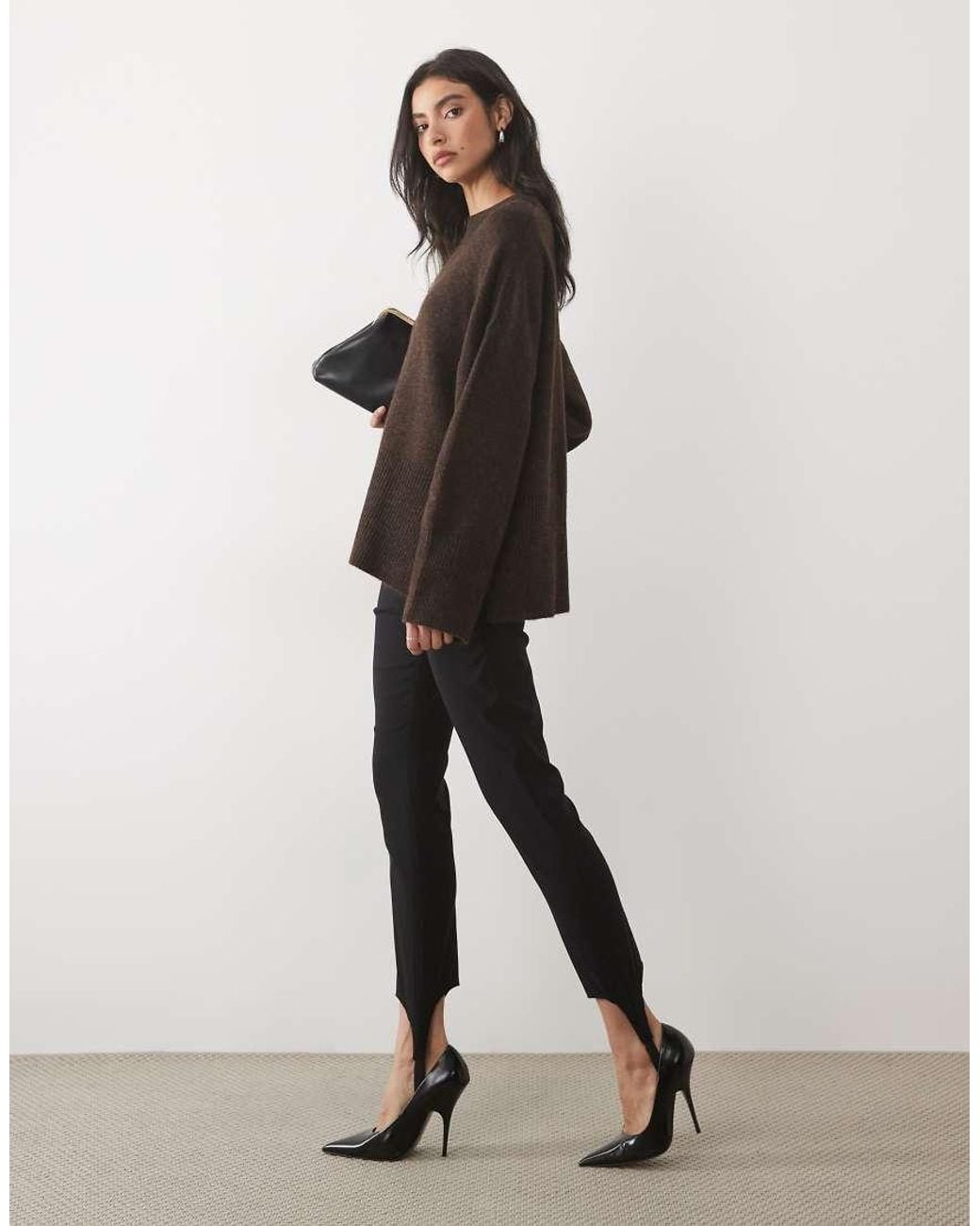 Pretty Lavish Brown Knitted Rib Detail Sweater Set
