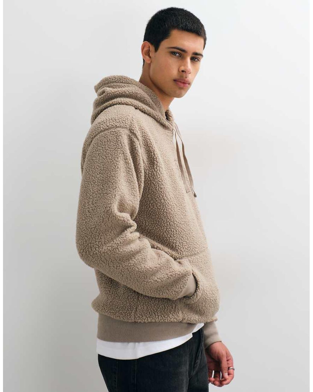 Gap Natural Chest Logo Teddy Borg Hoodie for men