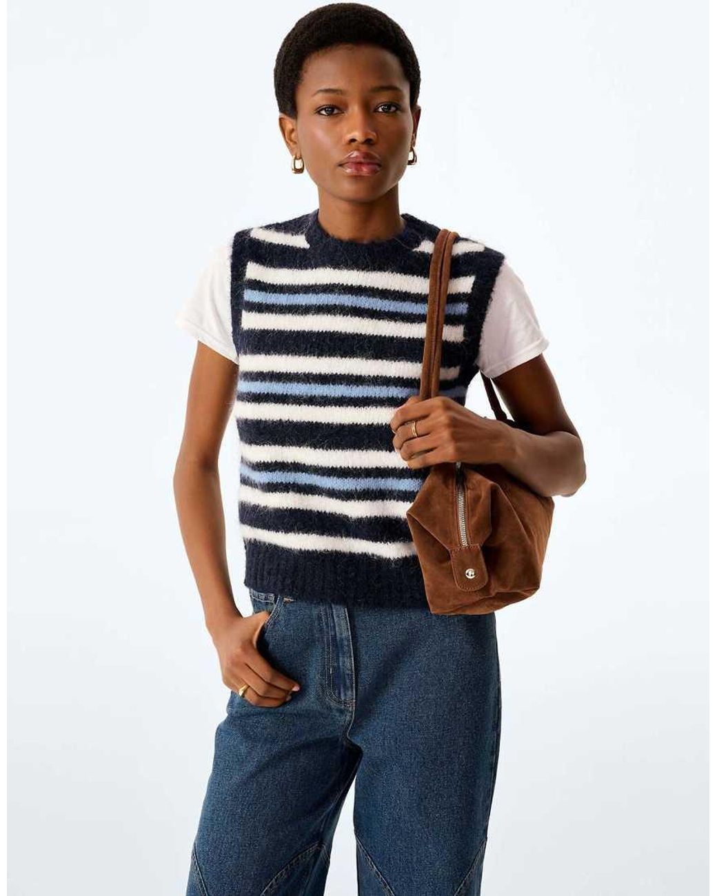 OMNES Blue Bob Sleeveless Knit Vest