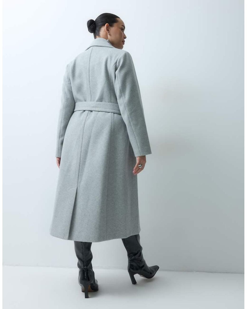Forever New Blue Wool Feel Belted Structured Coat
