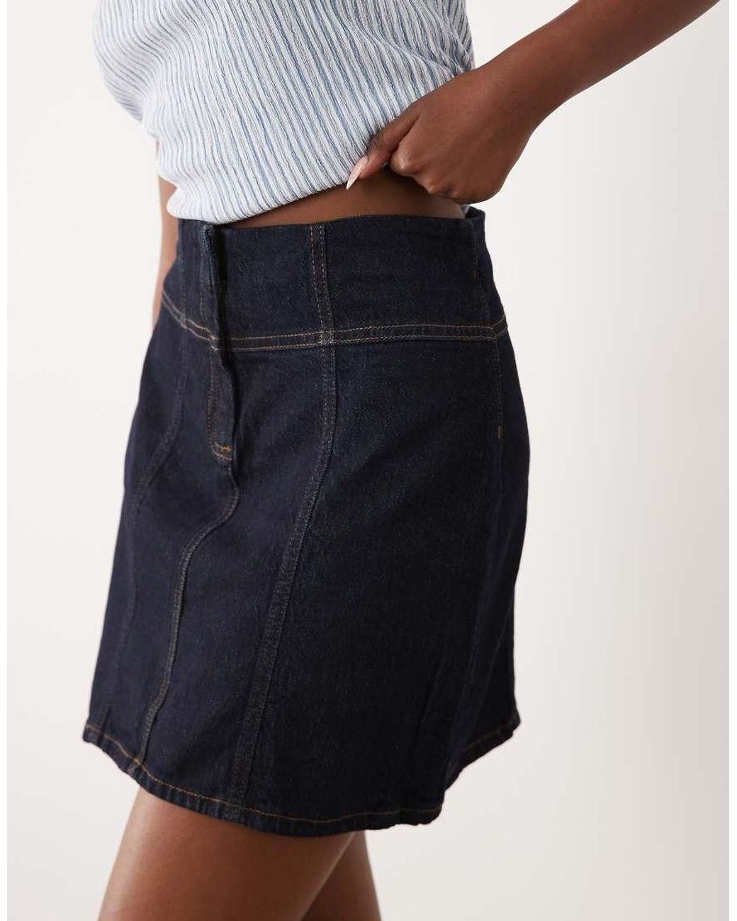 Aware Blue Seam Detail Mini Skirt