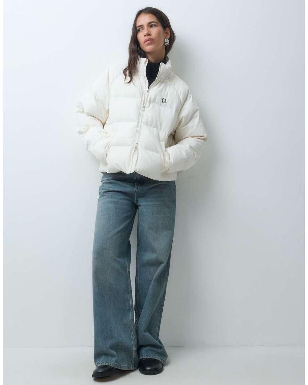 Fred Perry Gray Raglan Sleeve Padded Jacket