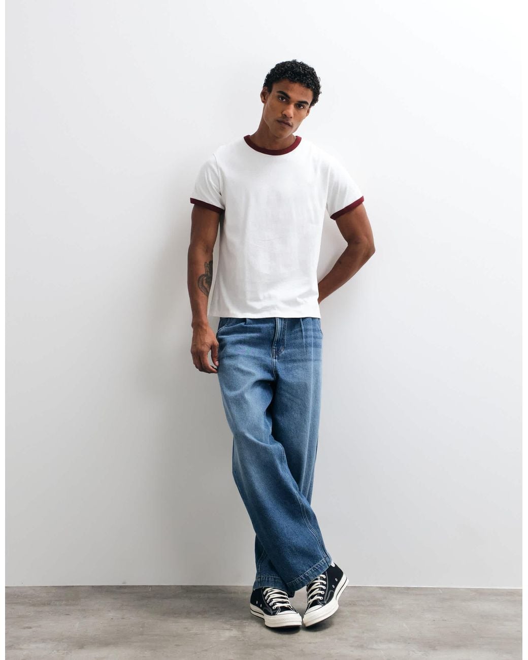 Weekday White Ringer T-shirt for men