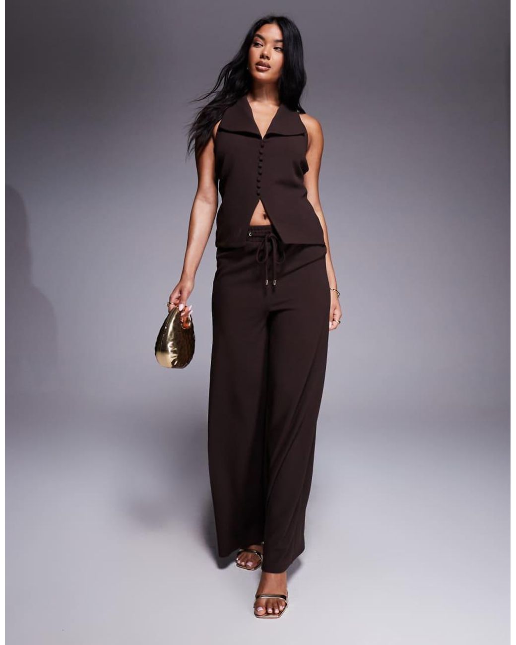 River Island Blue Tie Waist Tailored Pants