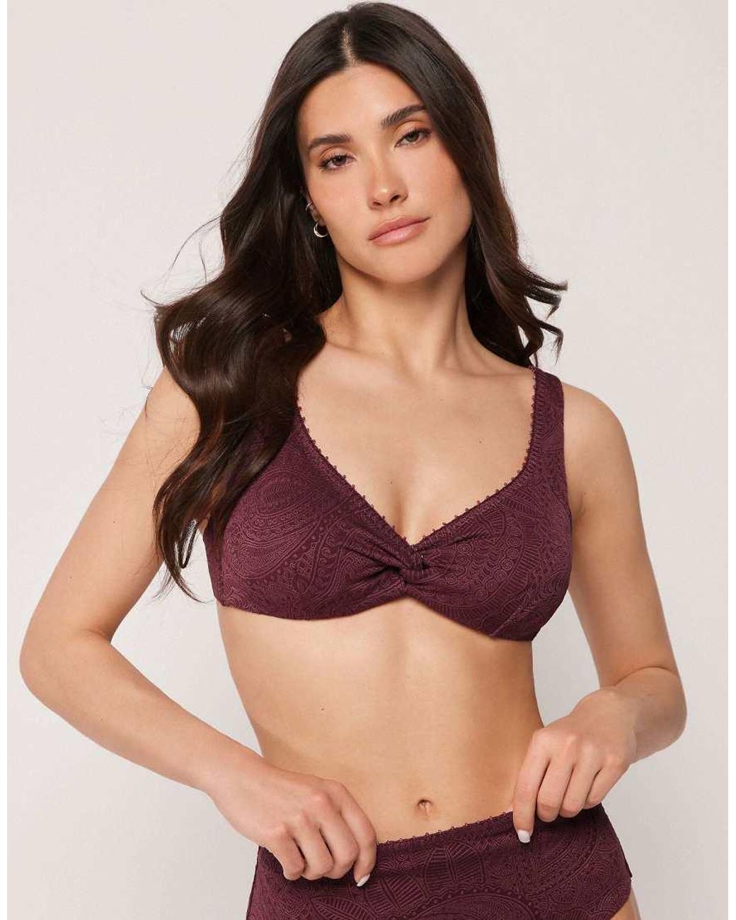 Calzedonia Red Fuller Bust Balconette Bikini Top Precious Jacquard