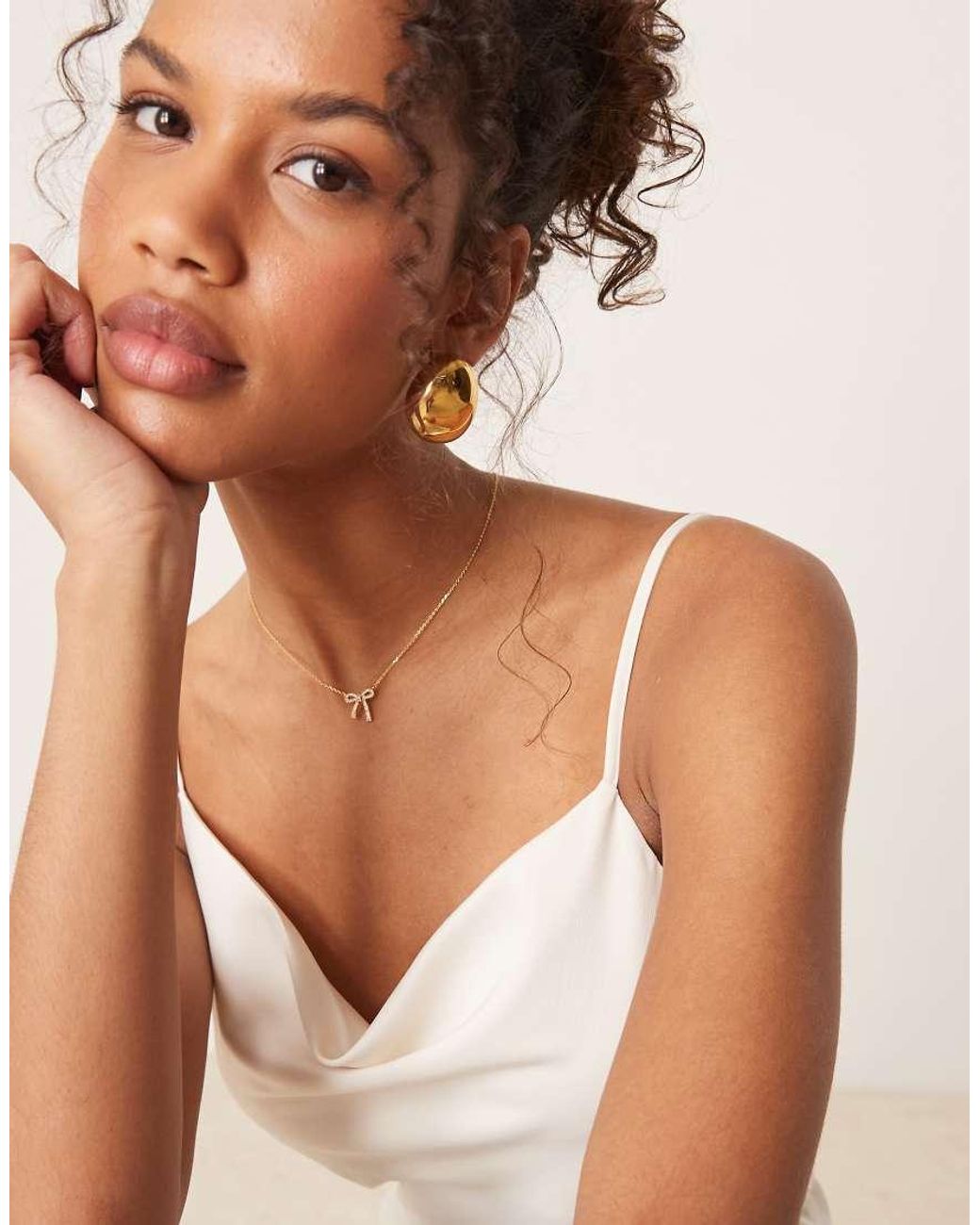 Y.A.S Natural Satin Cami Midi Dress