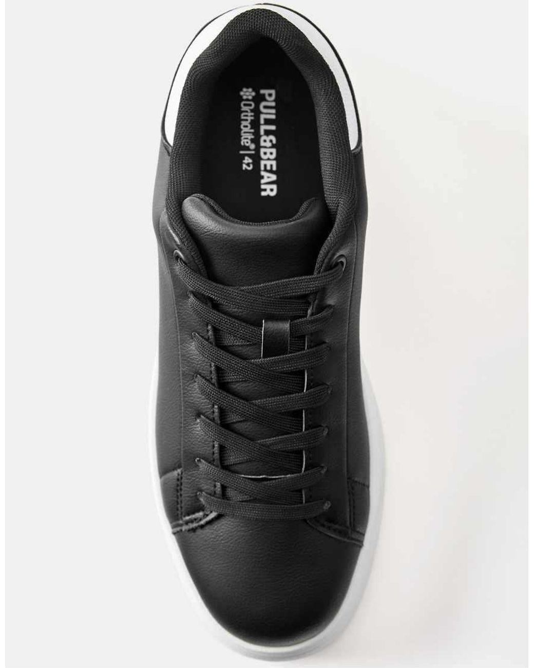 Pull&Bear Black Casual Trainers With Detail for men
