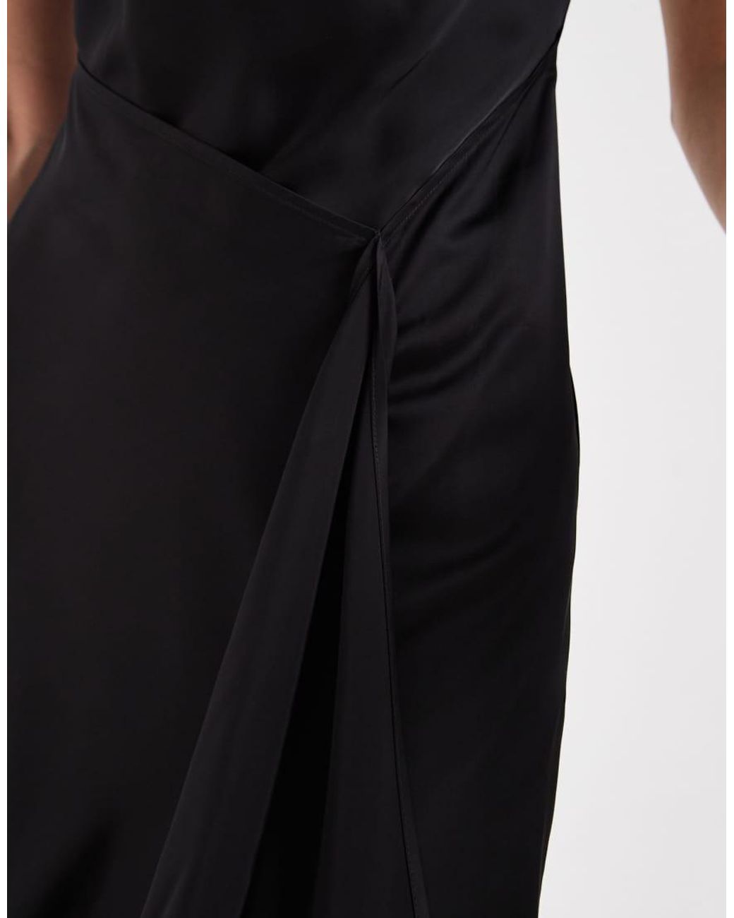 & Other Stories Black Sleeveless Satin Dress With Asymetric Hem