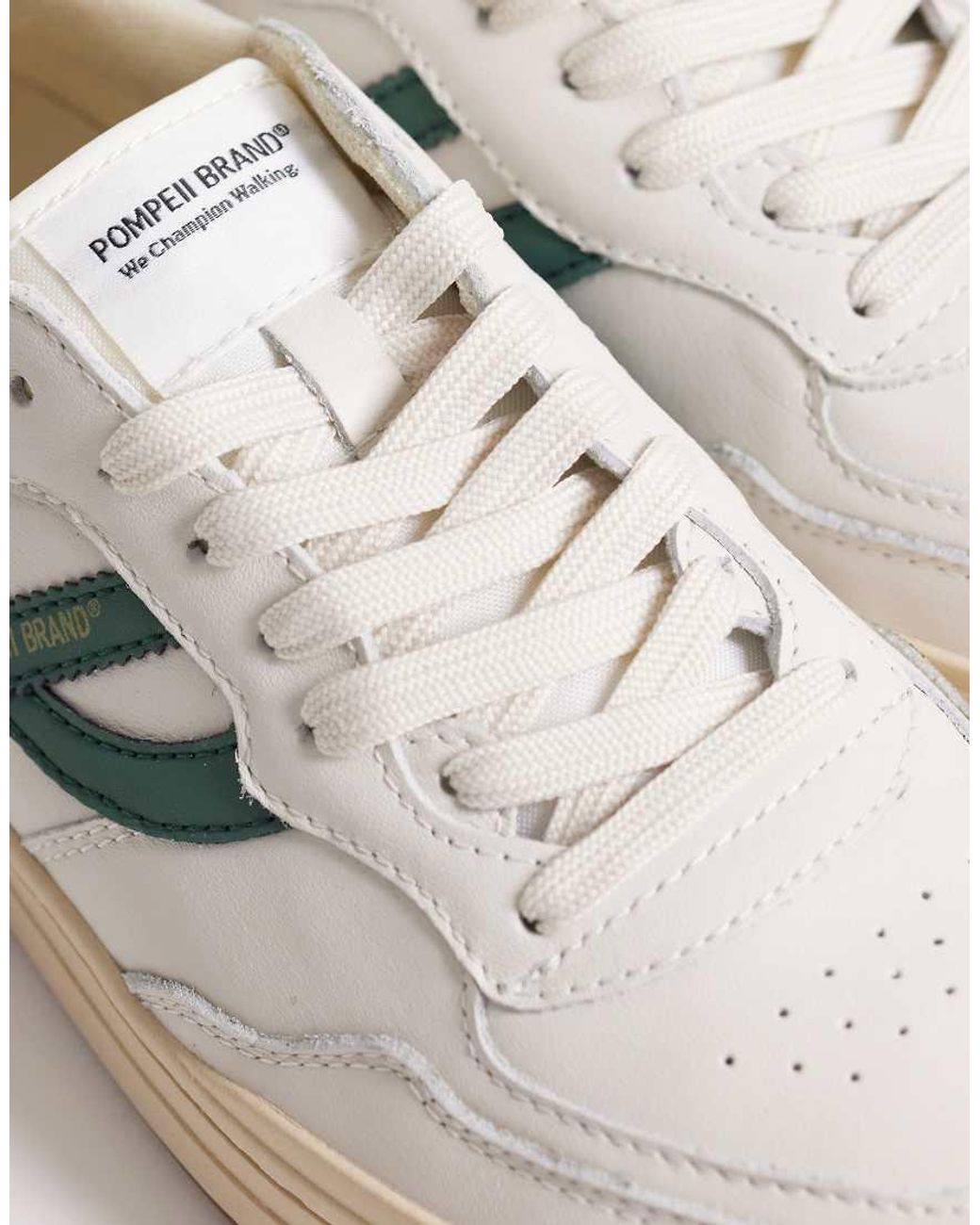 Pompeii UK White Pompeii Pippa Leather Lace Up Trainers for men