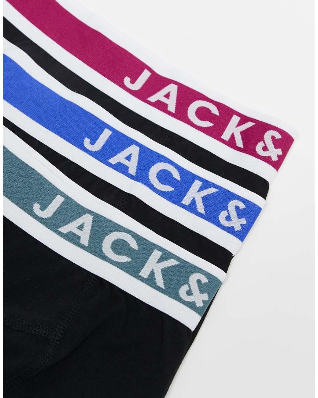 Jack & Jones Black 3-pack Trunks With Contrast Logo for men