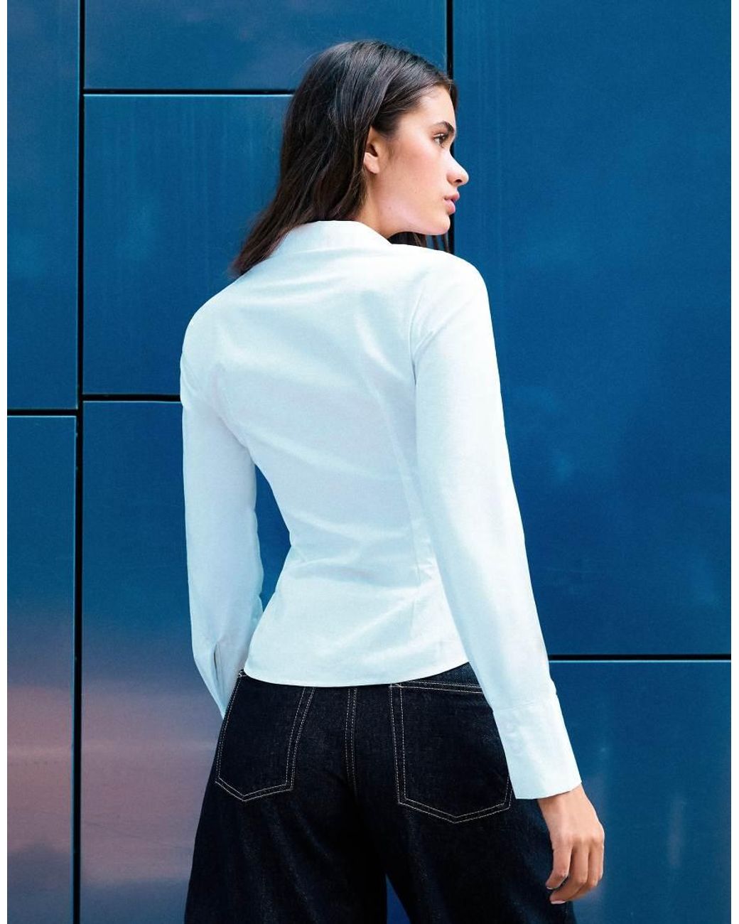 Bershka Black Fitted Long-sleeved Shirt