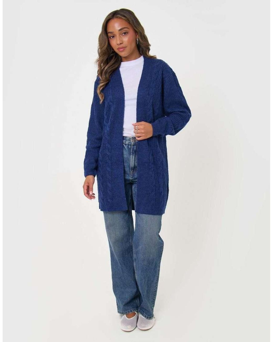 Threadbare Blue 'Rozanna' Cable Knit Cardigan