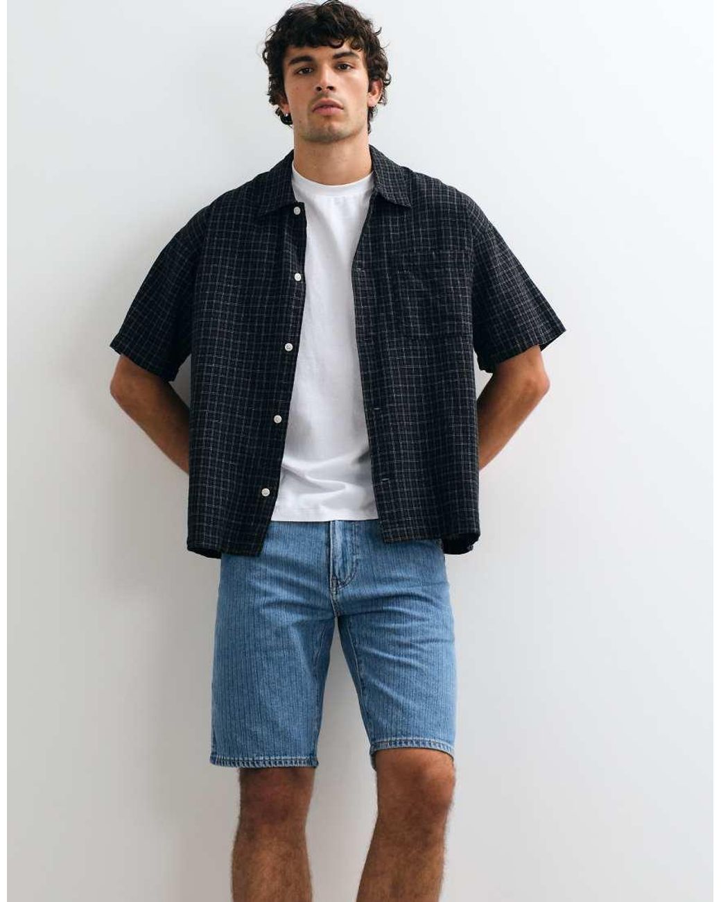 Levi's Blue 405 Standard Striped Denim Shorts for men