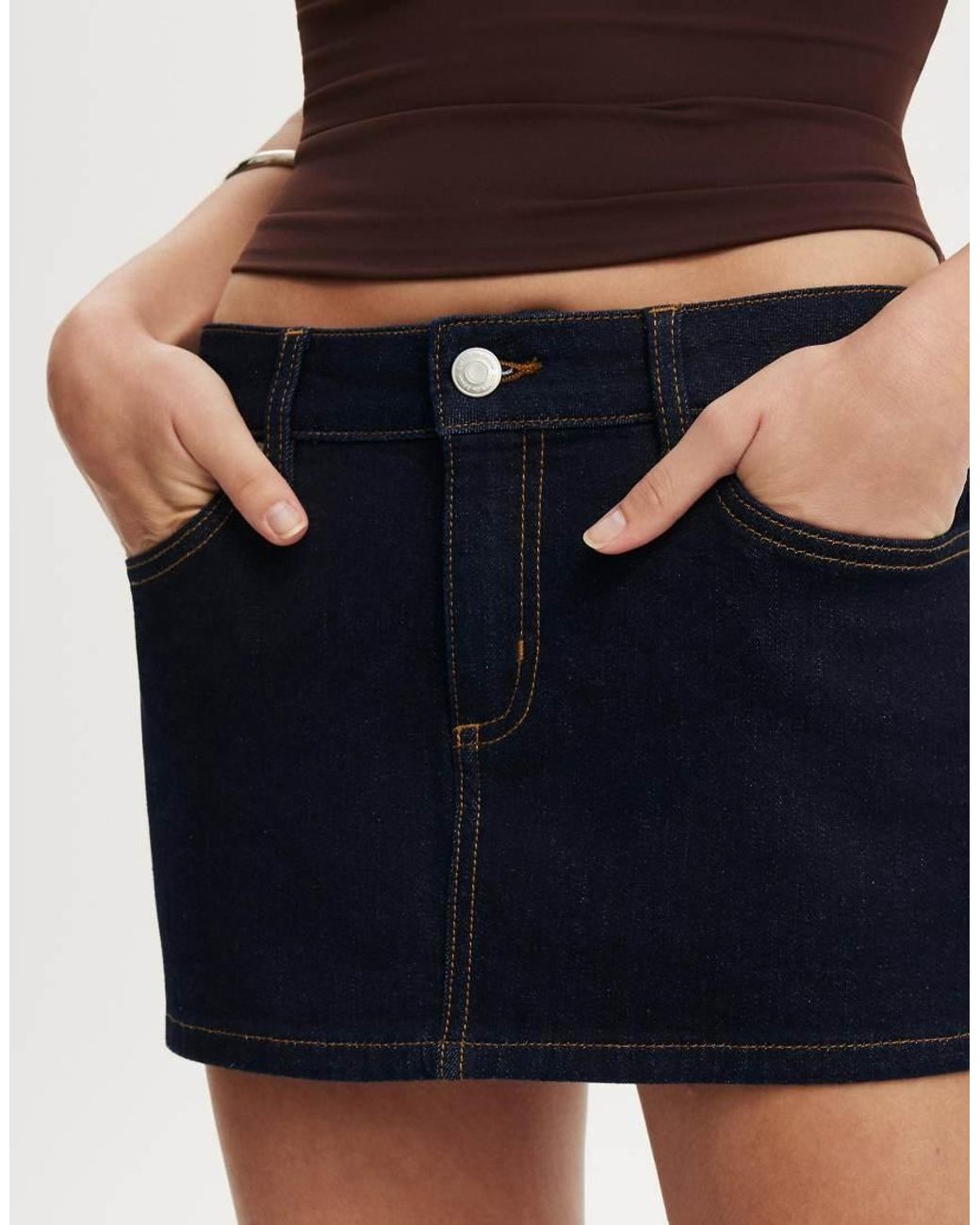 Cotton On Blue Micro Low Denim Skirt