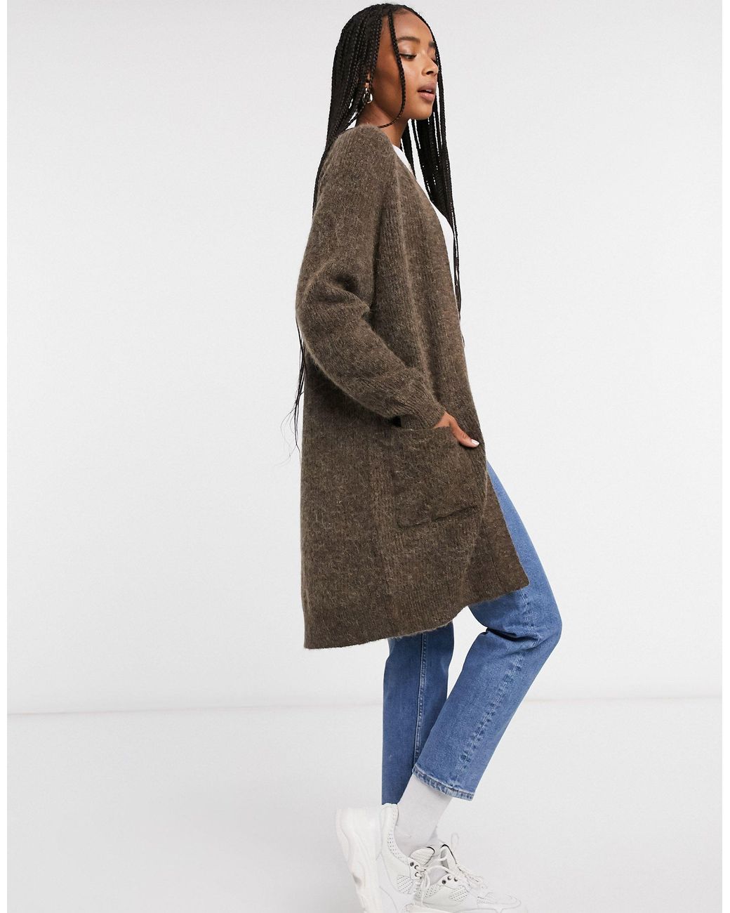 SELECTED Femme Long Cardigan in Brown 
