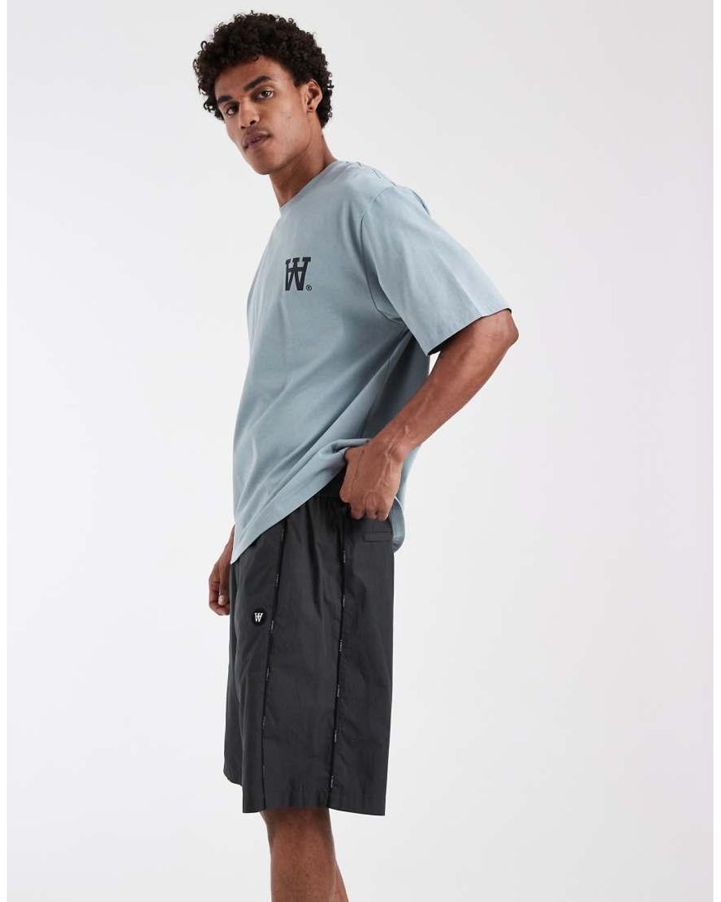 DOUBLE A by WOOD WOOD Blue 100% Cotton Roberto Sports Shorts for men
