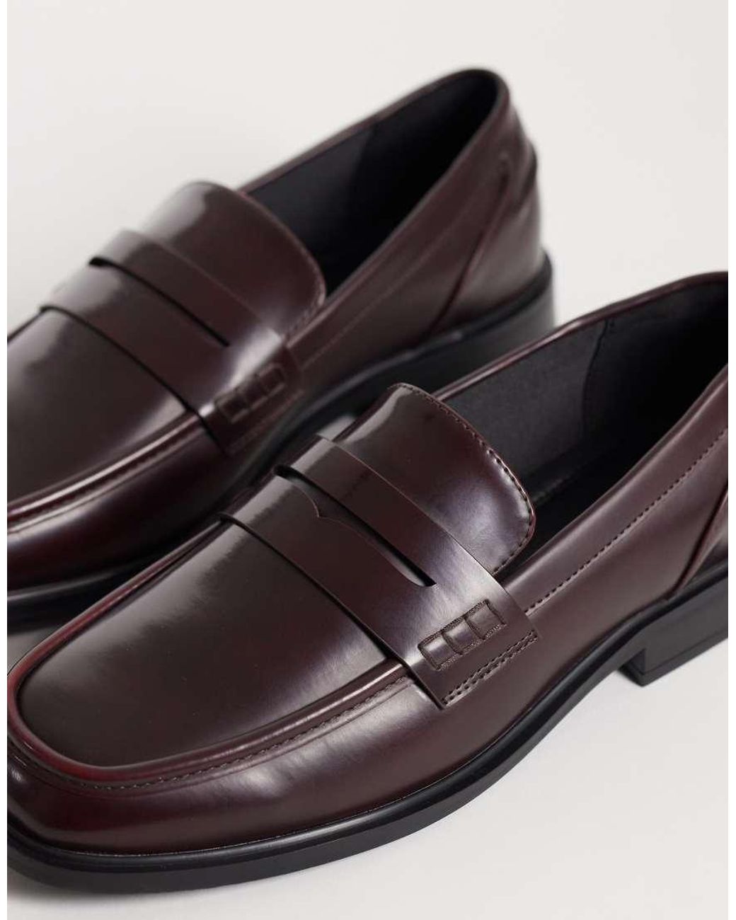 ASOS Red Penny Loafers With Square Toe for men