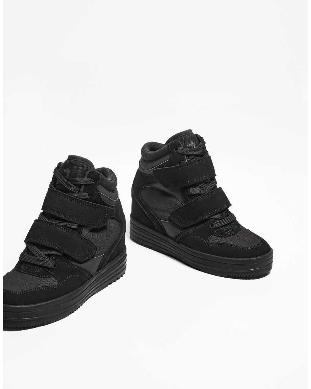 Bershka Black High Top Trainers With Inner Wedge