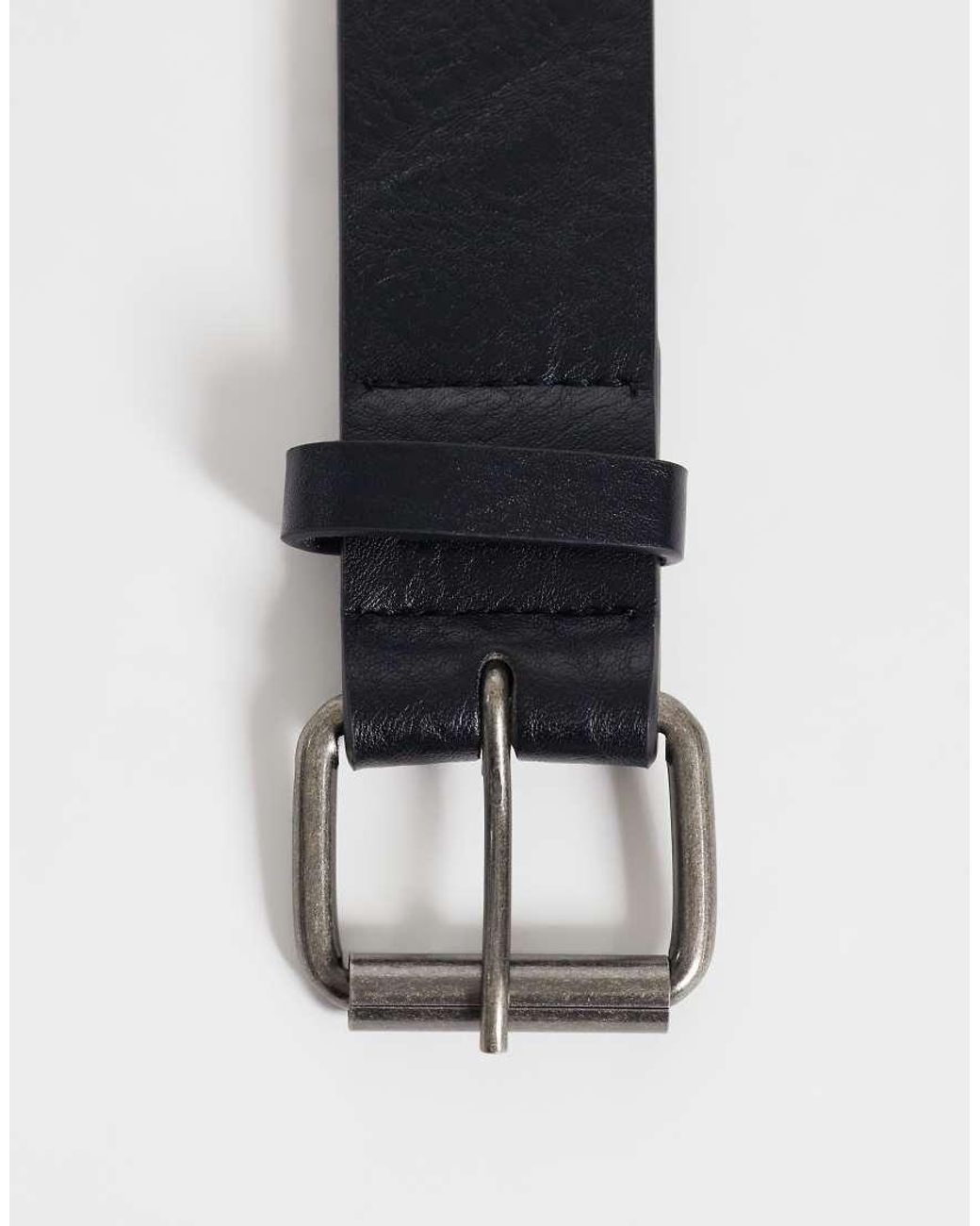 Jack & Jones Gray Leather Mix Belt for men