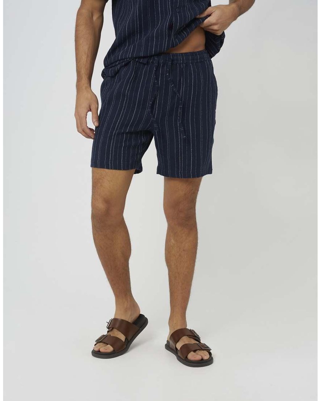 Brave Soul Blue Stripe Shorts for men