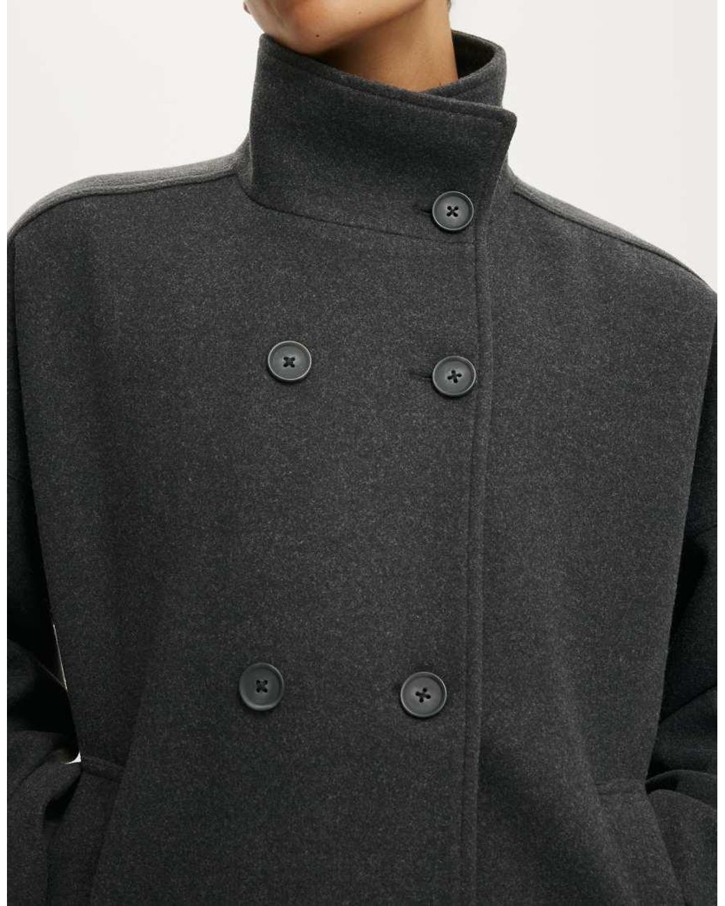 Cotton On Black Funnel Neck Coat