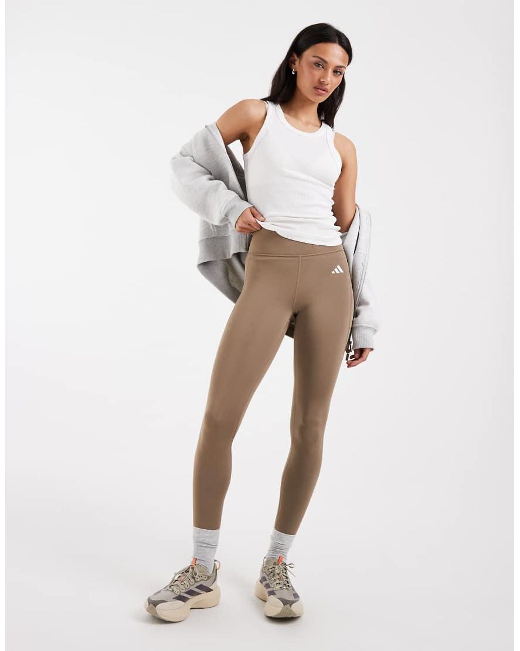 Adidas Originals Natural Optimé Essentials Stash Pocket Full-Length Leggings