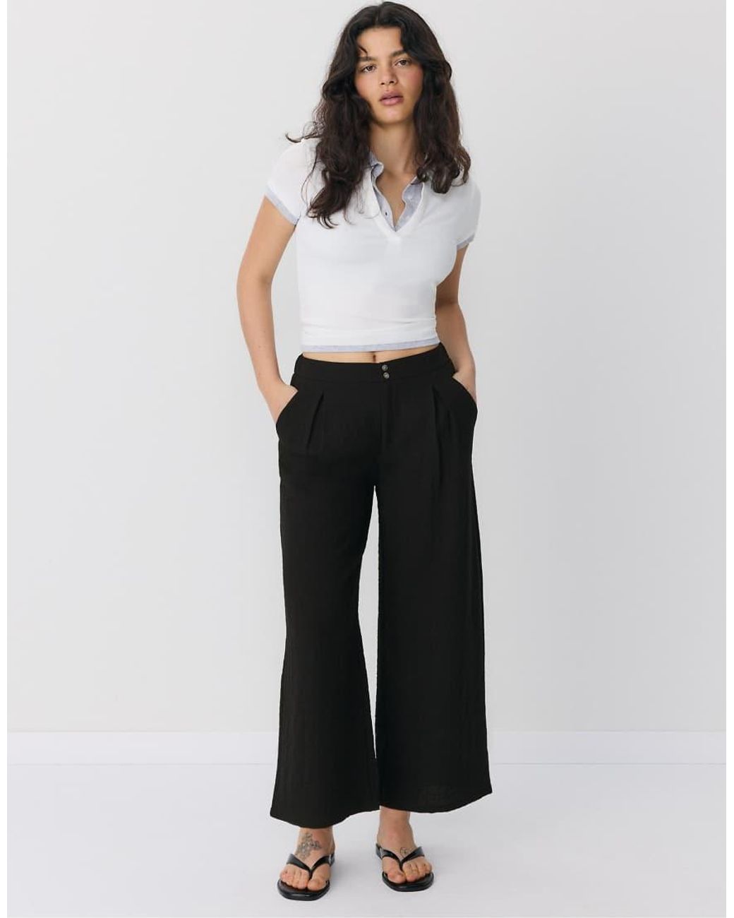 Stradivarius White Rustic Culottes