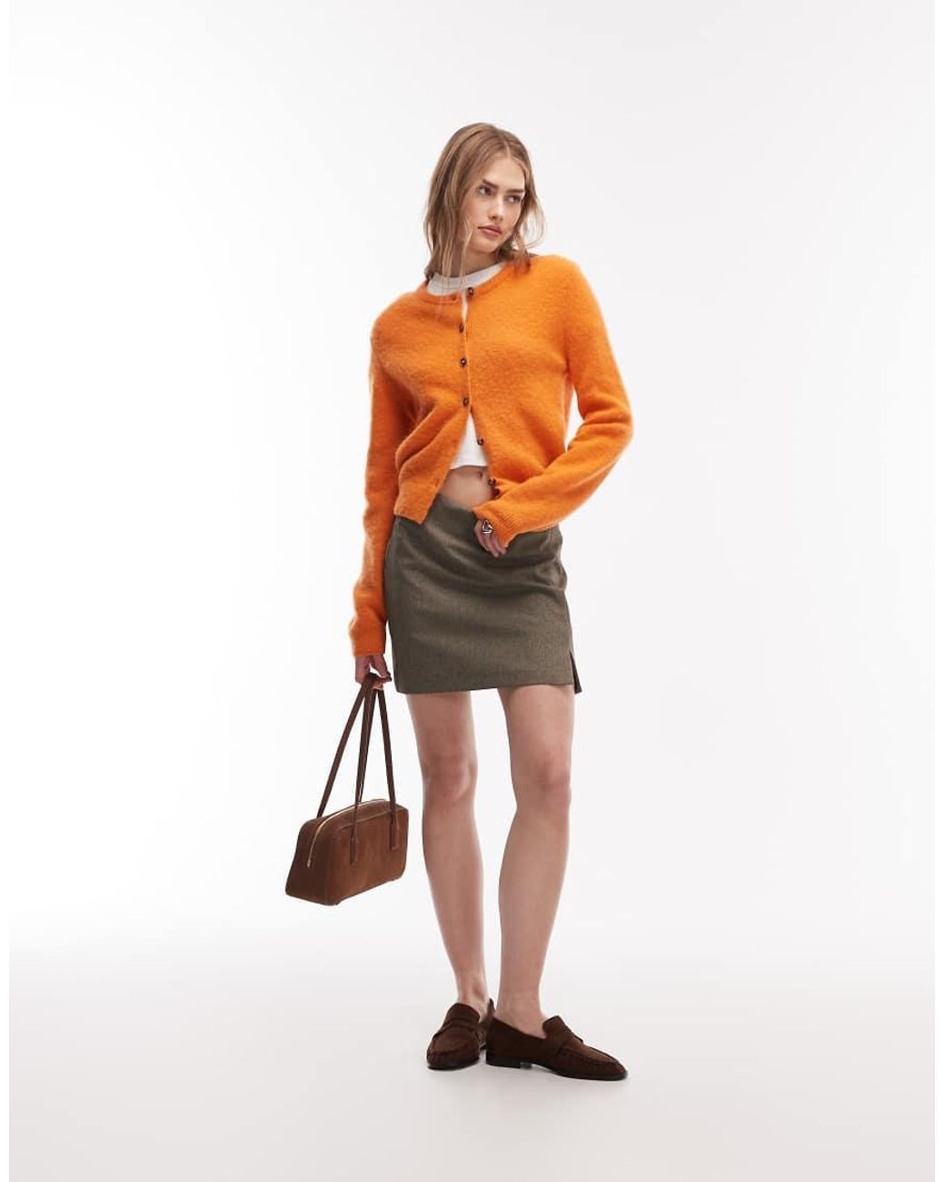 & Other Stories Orange Wool And Alpaca Blend Crew Neck Jumper