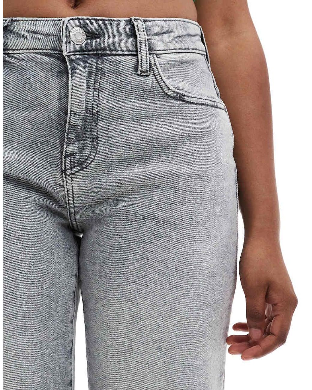 Noisy May Gray Yolanda Mid Rise Straight Leg Jeans