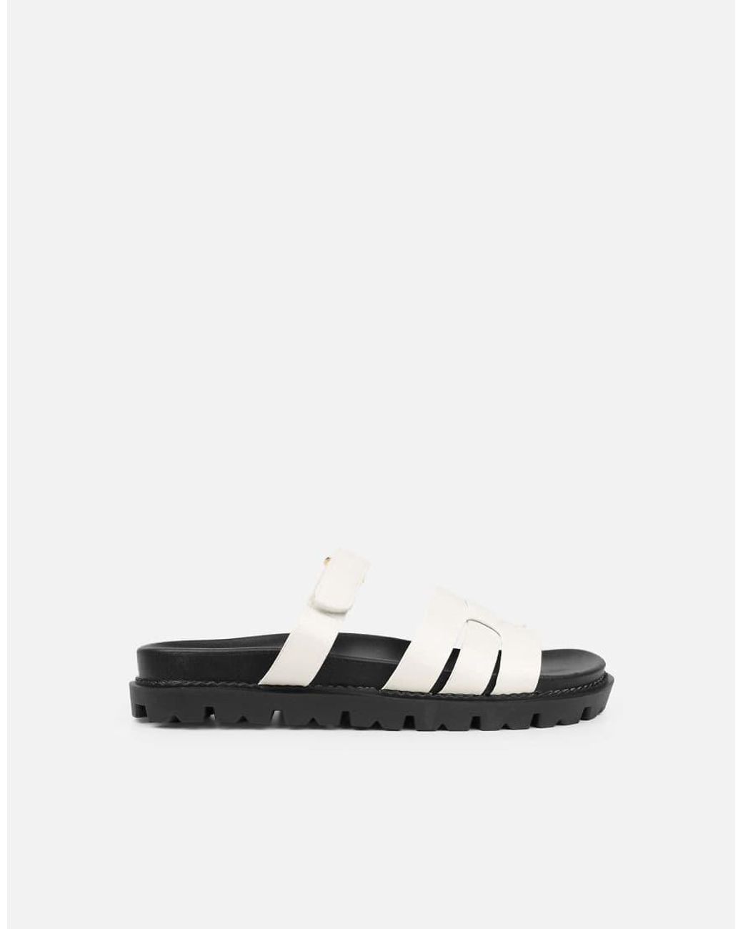 SIMMI White Adelle Box Chunky Footbed Slides
