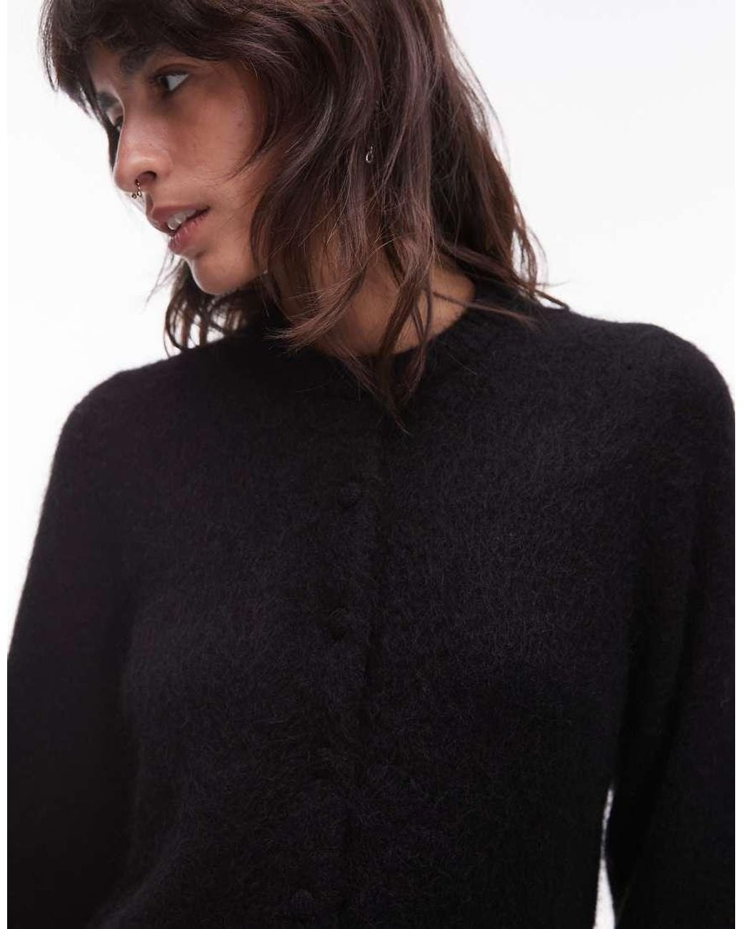 & Other Stories Black Supersoft Mohair And Wool Blend Cardigan