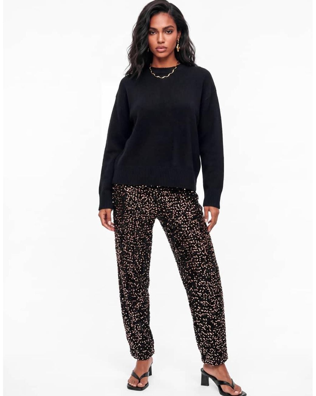 Lovedrobe Blue Embellished Velvet Barrel Trousers