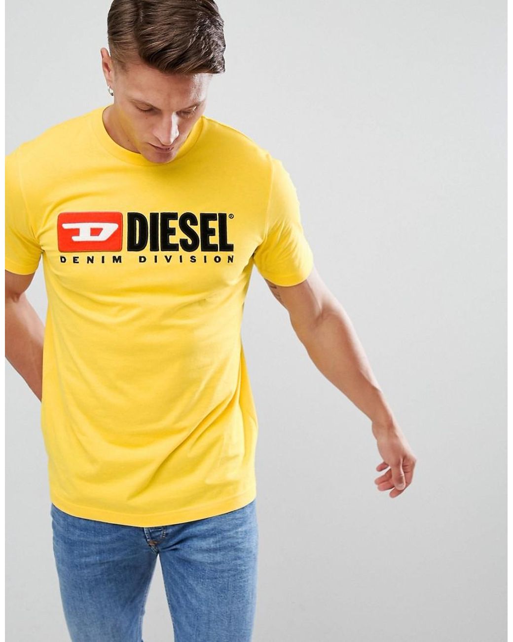 DIESEL T-just-division Industry Logo T-shirt Yellow for Men | Lyst