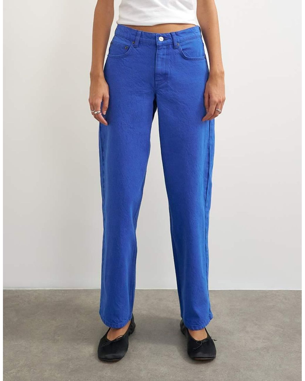 TOPSHOP Blue Cinch Low Rise Relaxed Jean