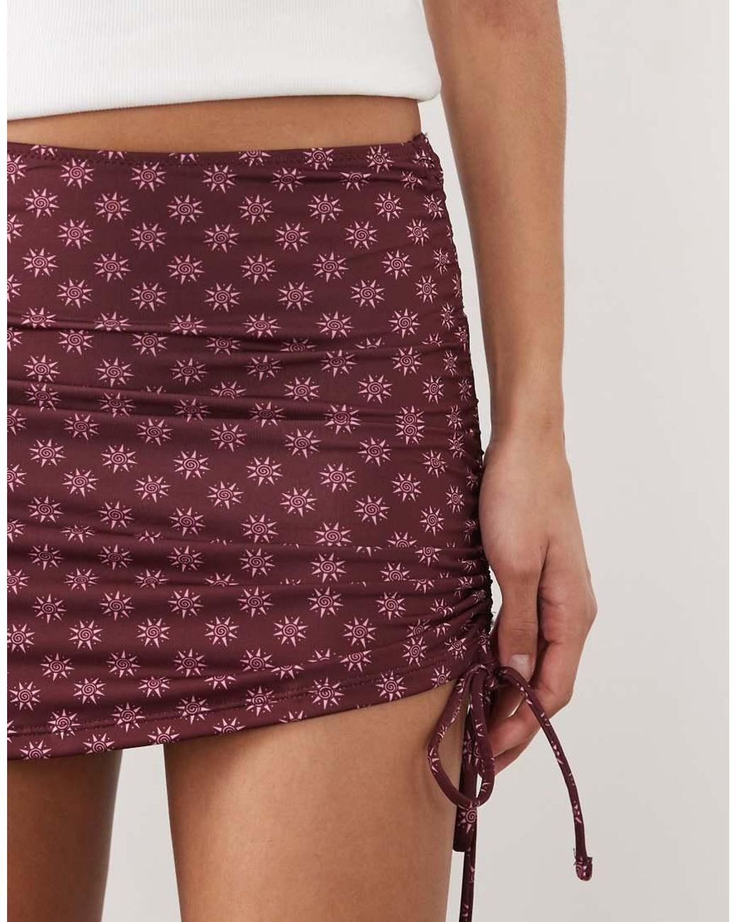 Mango Red Teen Ruched Side Mini Skirt