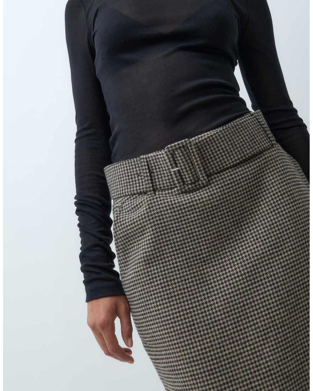 ASOS Blue Tailored Belted Pencil Midi Skirt