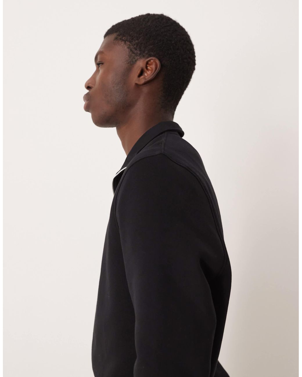 ASOS Black Essentials Quarter Zip Sweatshirt for men
