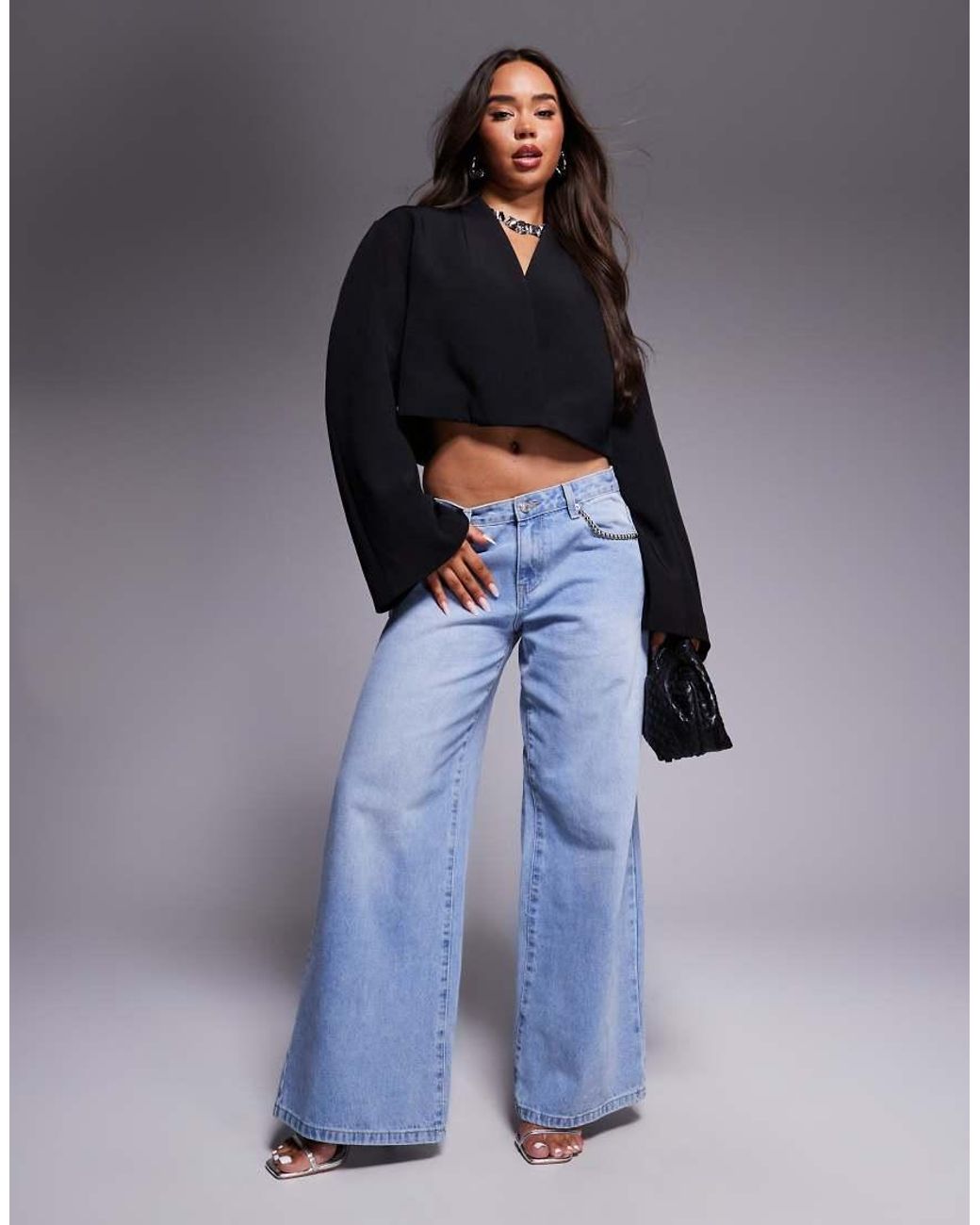 ASOS Blue Boxy Moulded Sleeve Blazer