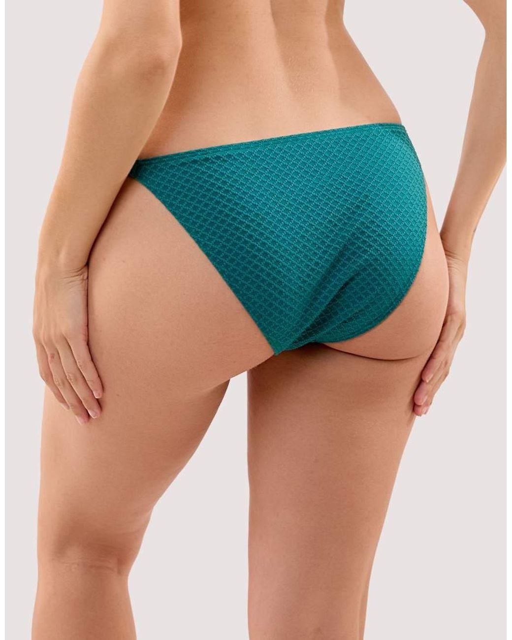 Wolf & Whistle Green Ariel Emerald Textured High Leg Bikini Brief With Ring