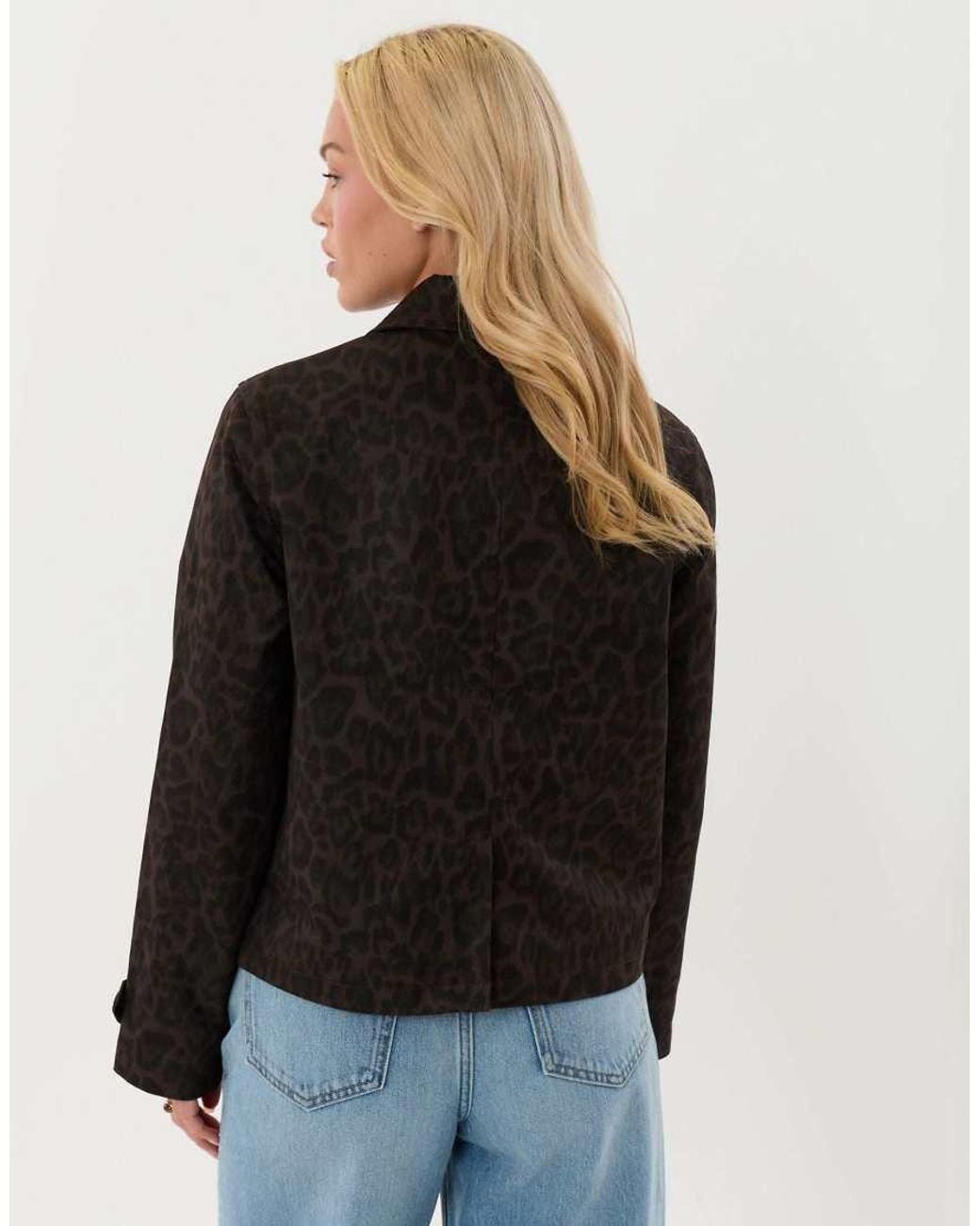 Threadbare Black Cropped Collared Trench Coat