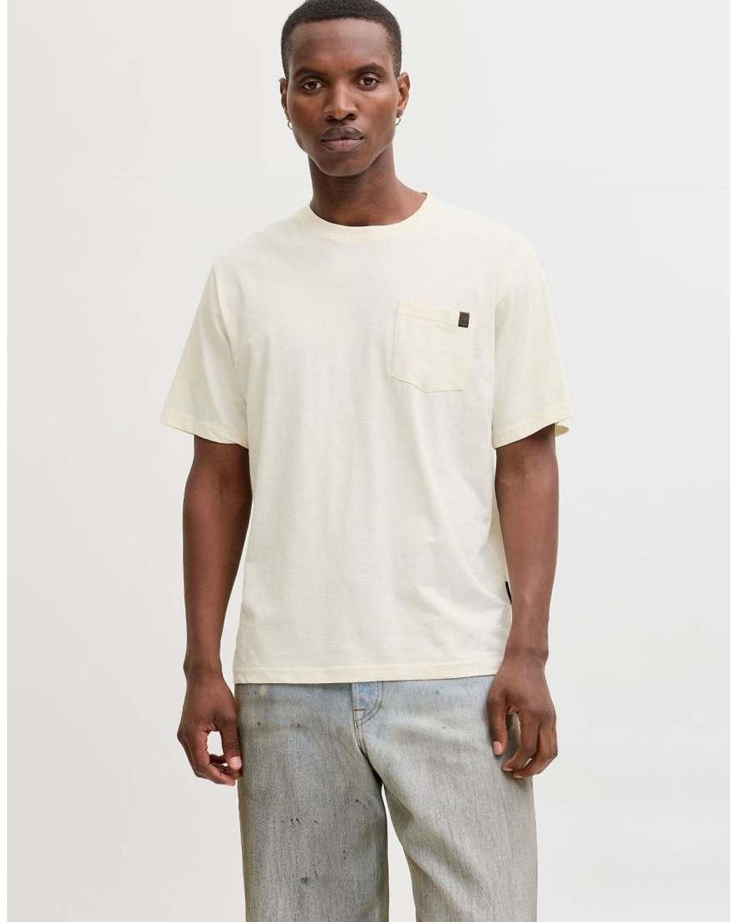 Jack & Jones Natural Dover Relaxed Fit Crew Neck Short Sleeve T-Shirt for men