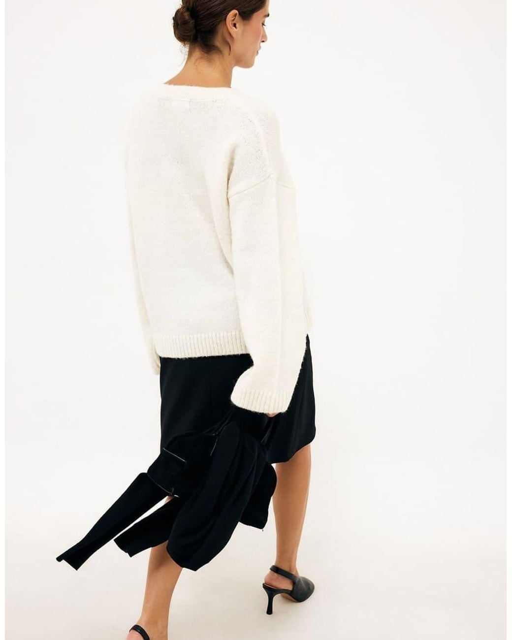NA-KD Black Knitted V-Neck Wool Blend Sweater
