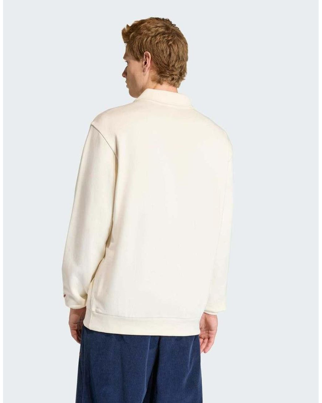 Adidas Originals White Jude Bellingham Loose Half Zip Sweater for men