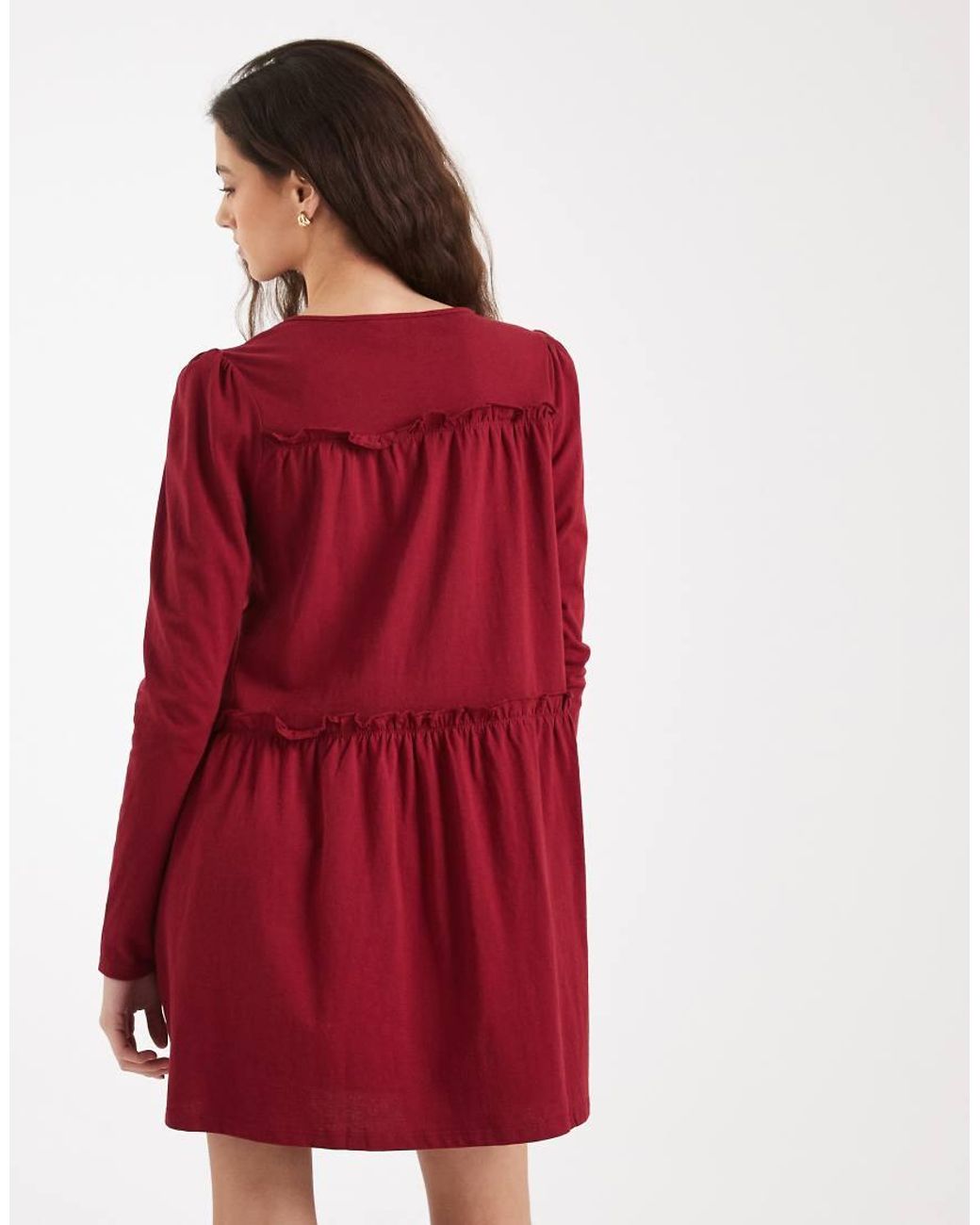 Miss Selfridge Red Ruffle Smock Mini Dress