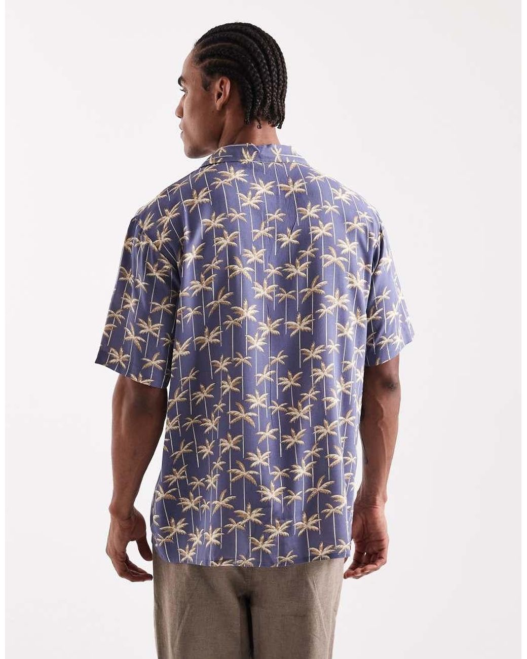 Sol Beach Blue Leaf Print Beach Shirt for men