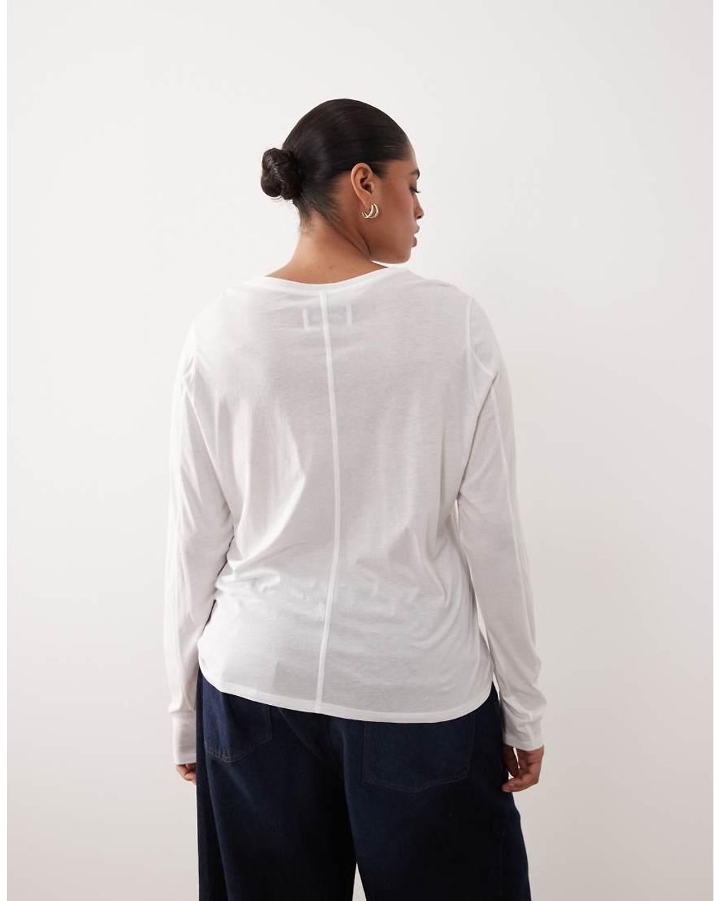 ARRANGE White Curve Seam Detail Long Sleeve Jersey Top