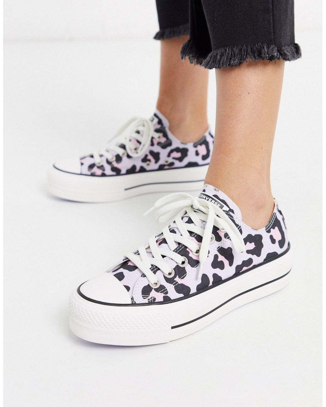 Converse Rubber Chuck Taylor Low Lift Platform Lilac Leopard Print  Sneakers-purple in White | Lyst