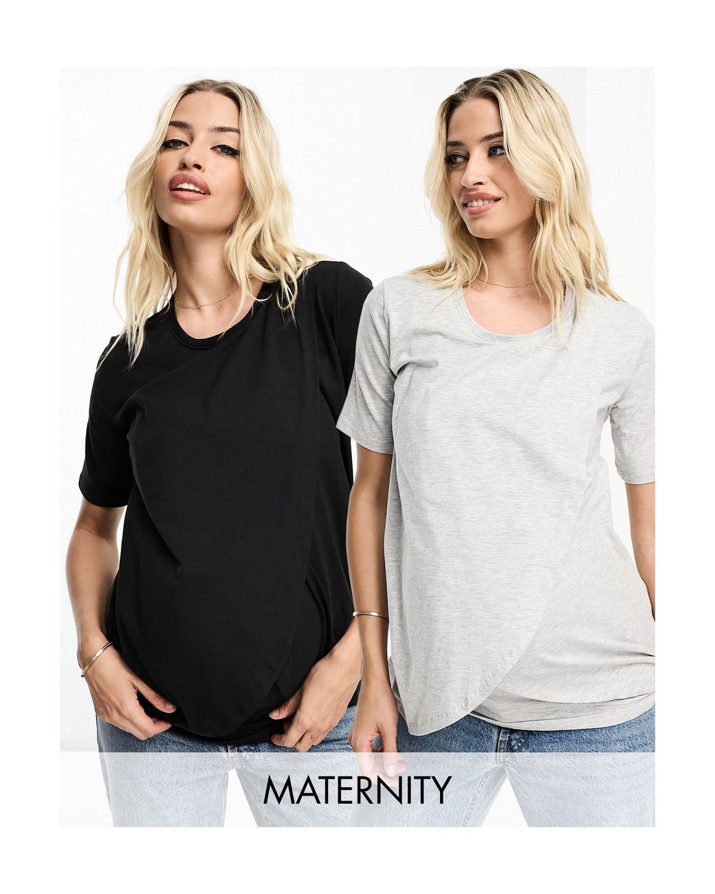 Threadbare Maternity 2 pack nursing cami tank top in black and