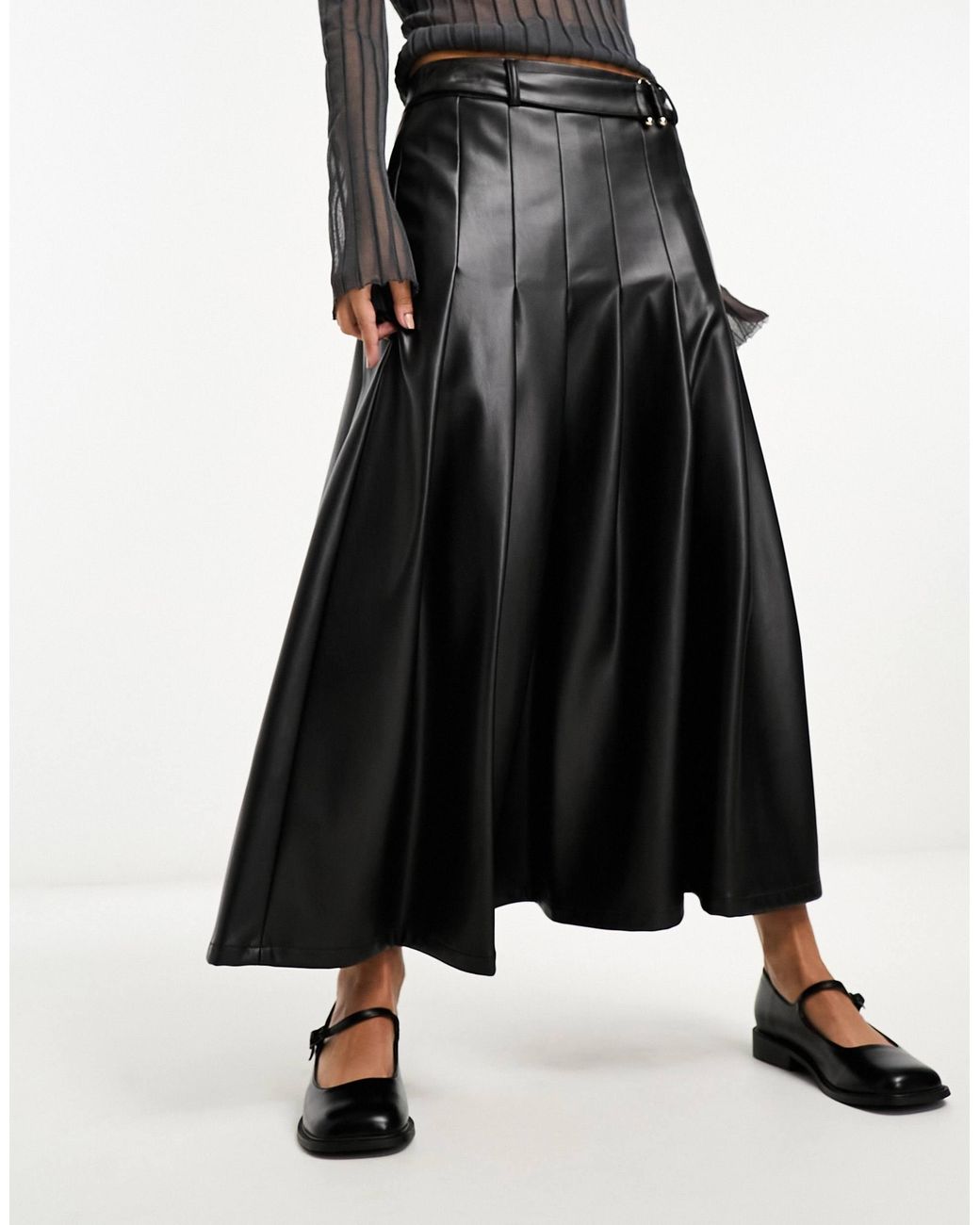 Faux leather midi skirt river island hotsell